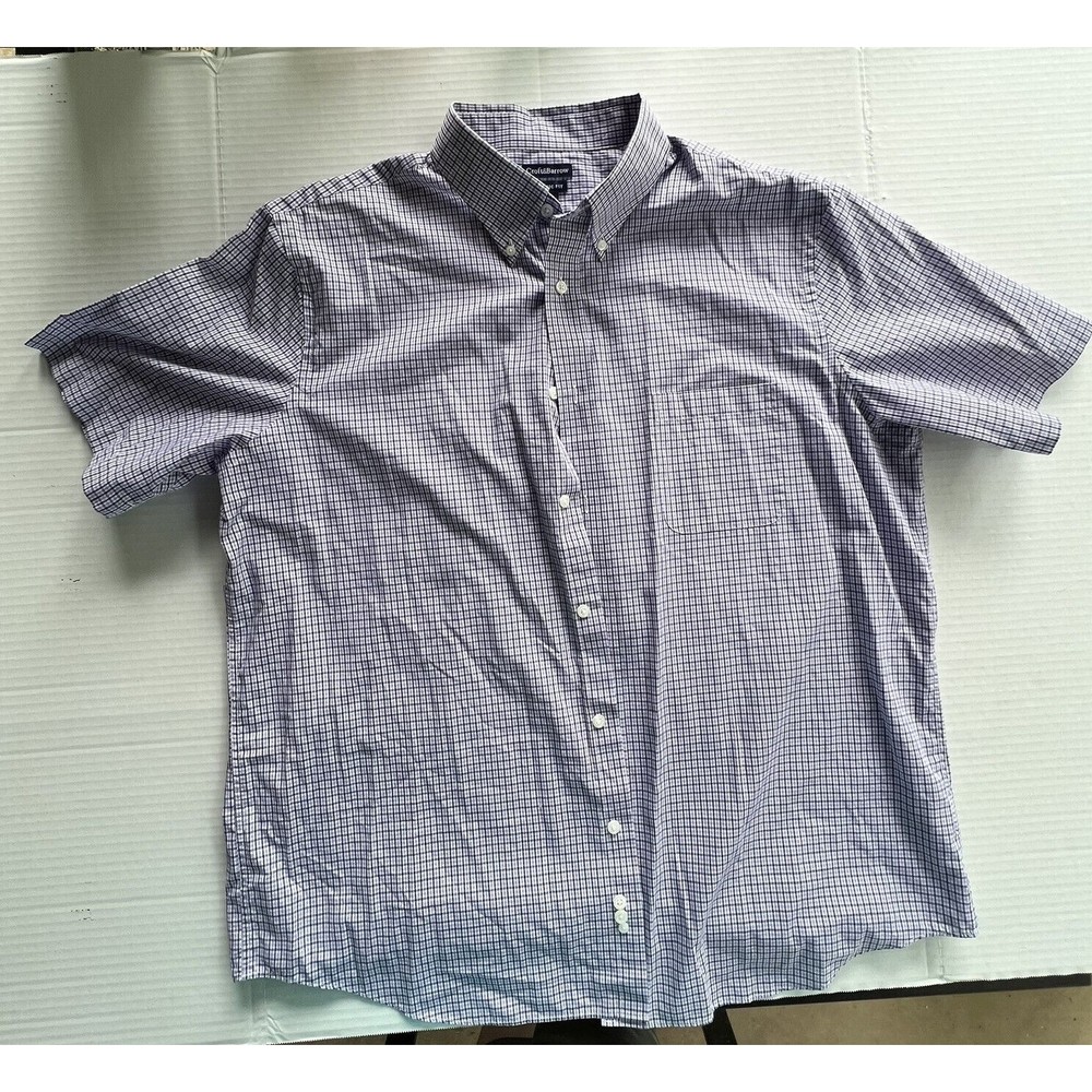 Croft And Barrow Mens Plaid Collared Black White Brown Button Down Shirt XL